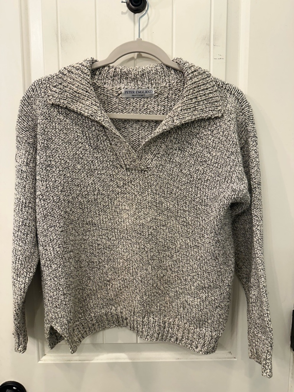 Peter England Nantucket Collared Knit Sweater Coastal Grandma